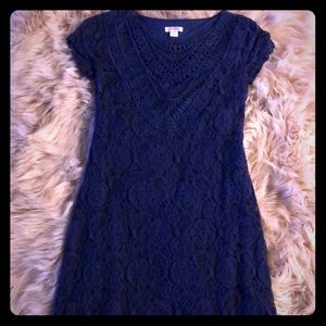 Navy Blue Lace Shift Dress